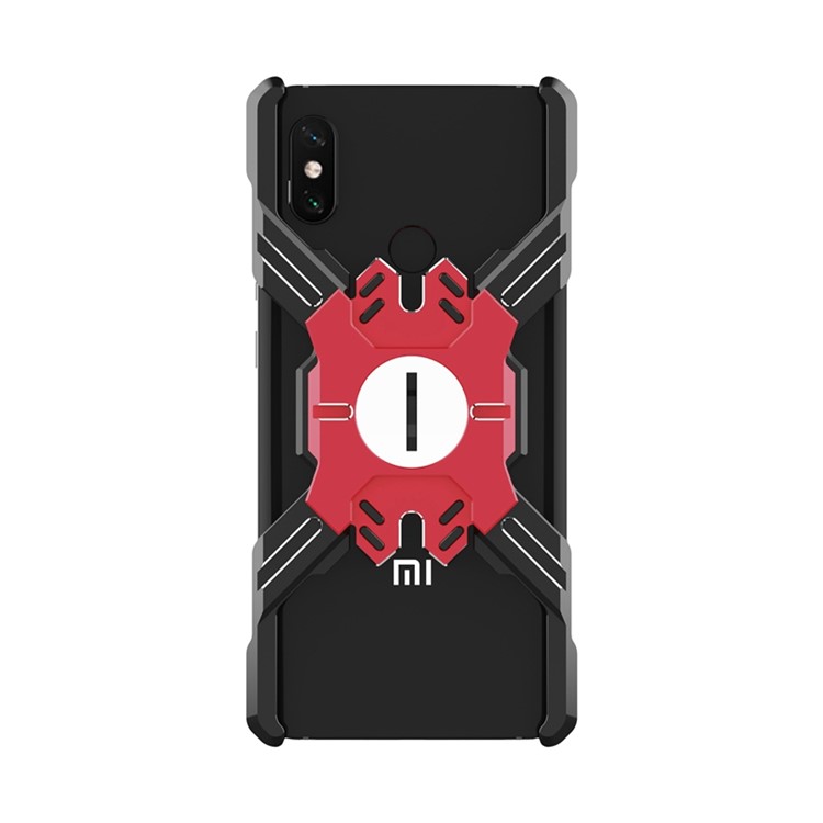 Heroes Series Bumper for Xiaomi Mi 8/Mi 8 Explorer Edition Electroplating Metal Bumper Casing with Kickstand - Black / Red-8