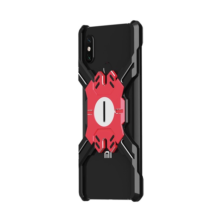 Heroes Series Bumper for Xiaomi Mi 8/Mi 8 Explorer Edition Electroplating Metal Bumper Casing with Kickstand - Black / Red-9