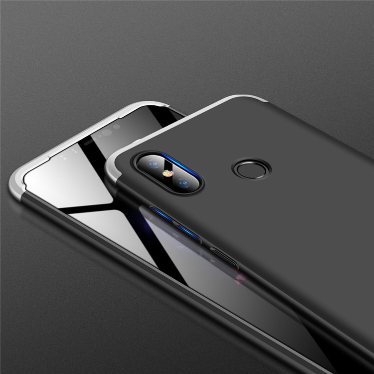 GKK Detachable 3-Piece Matte Hard PC Case Accessory for Xiaomi Redmi Note 6 Pro - Silver / Black-2