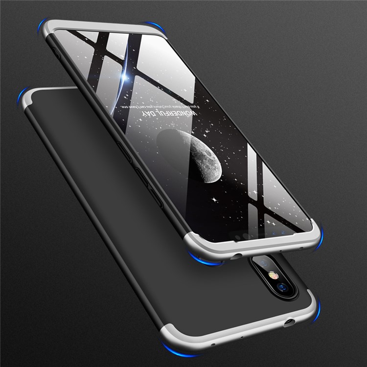 GKK Detachable 3-Piece Matte Hard PC Case Accessory for Xiaomi Redmi Note 6 Pro - Silver / Black-4