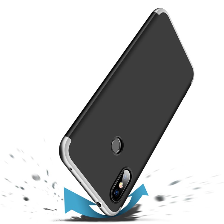GKK Detachable 3-Piece Matte Hard PC Case Accessory for Xiaomi Redmi Note 6 Pro - Silver / Black-5