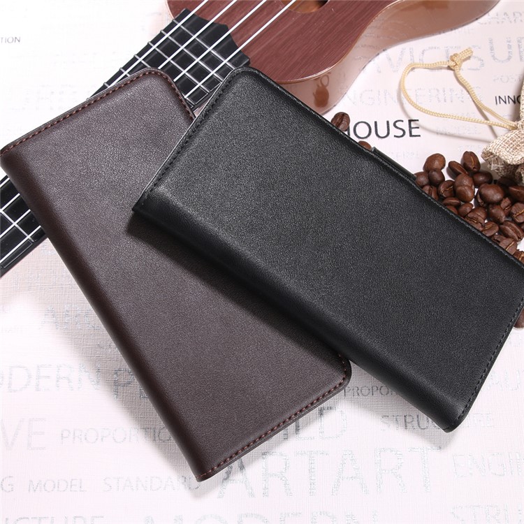 Genuine Split Leather Wallet Phone Cover with Stand for Xiaomi Mi Play - Black-10