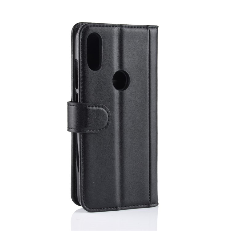 Genuine Split Leather Wallet Phone Cover with Stand for Xiaomi Mi Play - Black-4