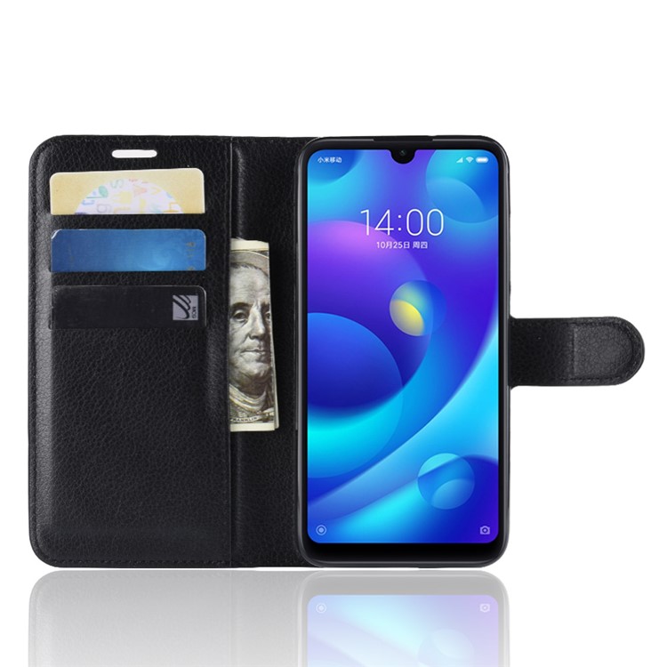 Litchi Skin Wallet Leather Stand Case for Xiaomi Mi Play - Black-6