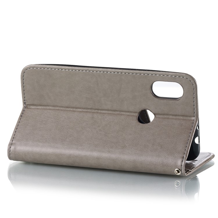 Imprint Anchor Wallet Leather Casing for Xiaomi Redmi Note 6 Pro - Grey-4