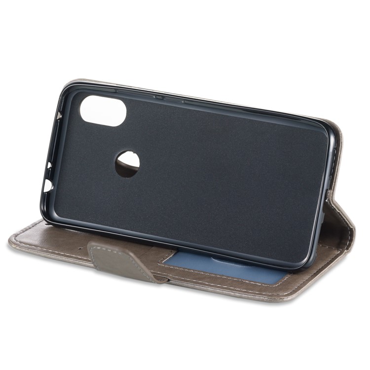 Imprint Anchor Wallet Leather Casing for Xiaomi Redmi Note 6 Pro - Grey-5