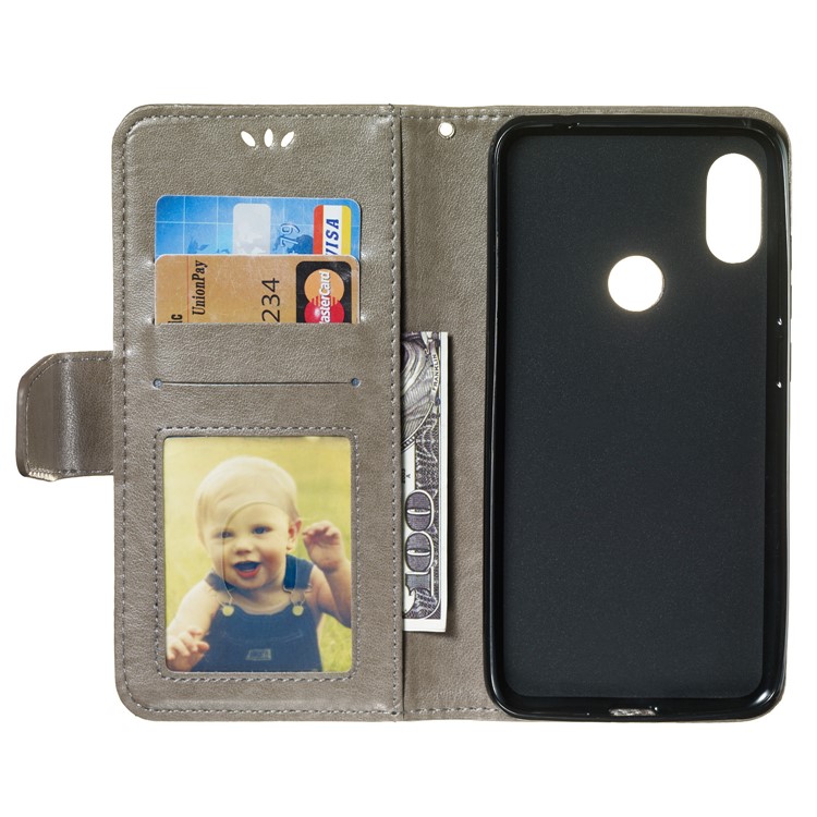 Imprint Anchor Wallet Leather Casing for Xiaomi Redmi Note 6 Pro - Grey-8