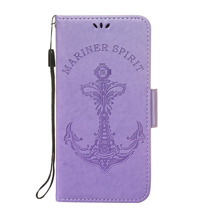 Imprint Anchor Wallet Leather Protective Cover for Xiaomi Redmi Note 6 Pro - Purple-2