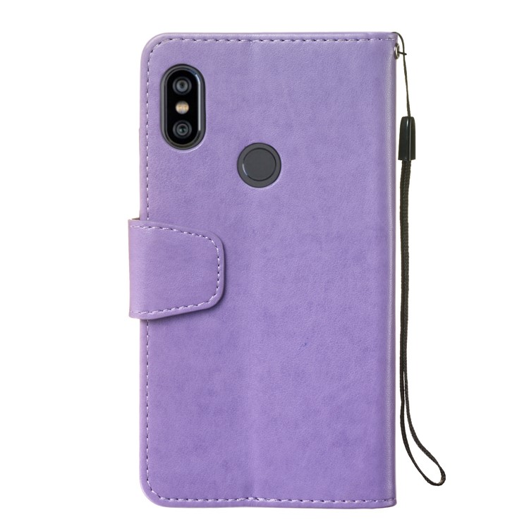 Imprint Anchor Wallet Leather Protective Cover for Xiaomi Redmi Note 6 Pro - Purple-3