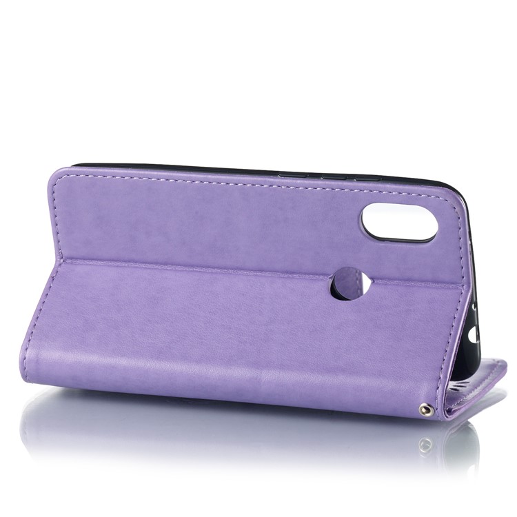 Imprint Anchor Wallet Leather Protective Cover for Xiaomi Redmi Note 6 Pro - Purple-4