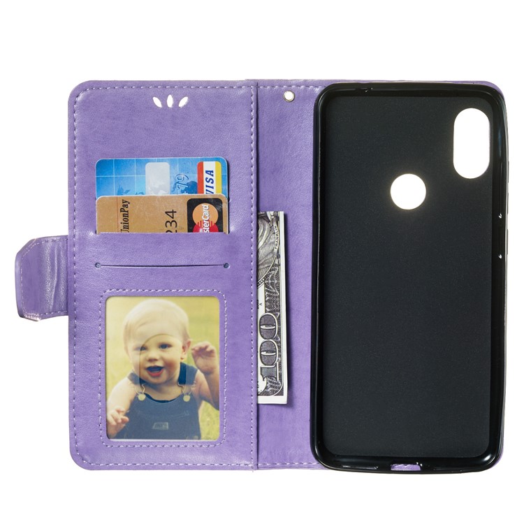 Imprint Anchor Wallet Leather Protective Cover for Xiaomi Redmi Note 6 Pro - Purple-8