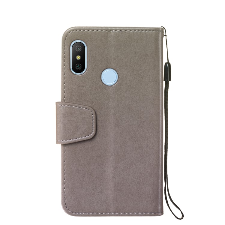 Imprint Anchor Wallet Leather Phone Case for Xiaomi Mi A2 Lite/Redmi 6 Pro - Grey-3