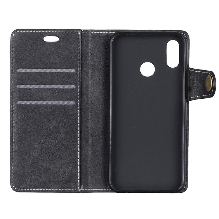 S Shape Textured PU Leather Magnetic Case for Xiaomi Redmi Note 7 - Black-4