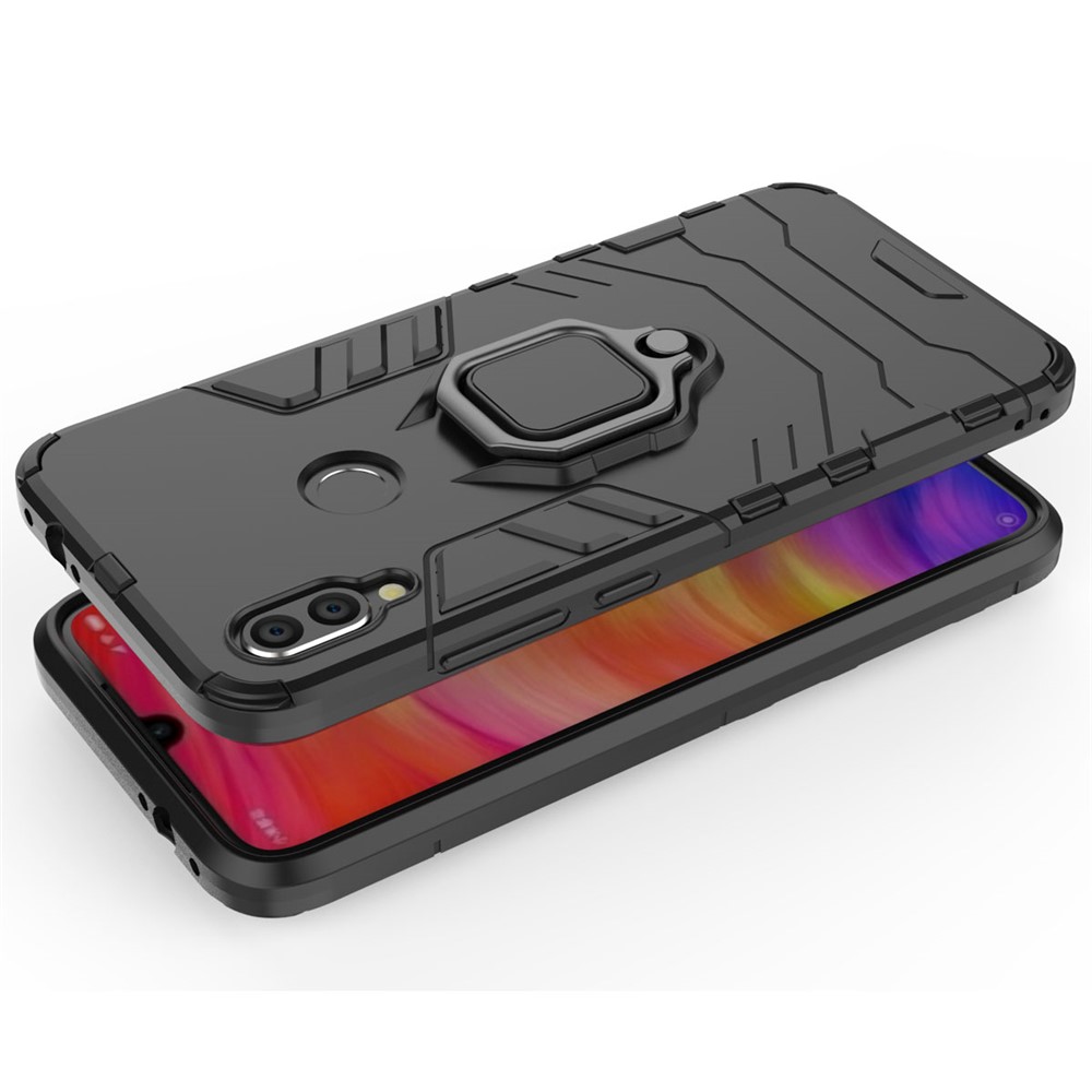 Cool Guard Ring Holder Kickstand PC TPU Hybrid Case Para Xiaomi Redmi Note 7s /nota 7 / Nota 7 Pro (índia) - Preto