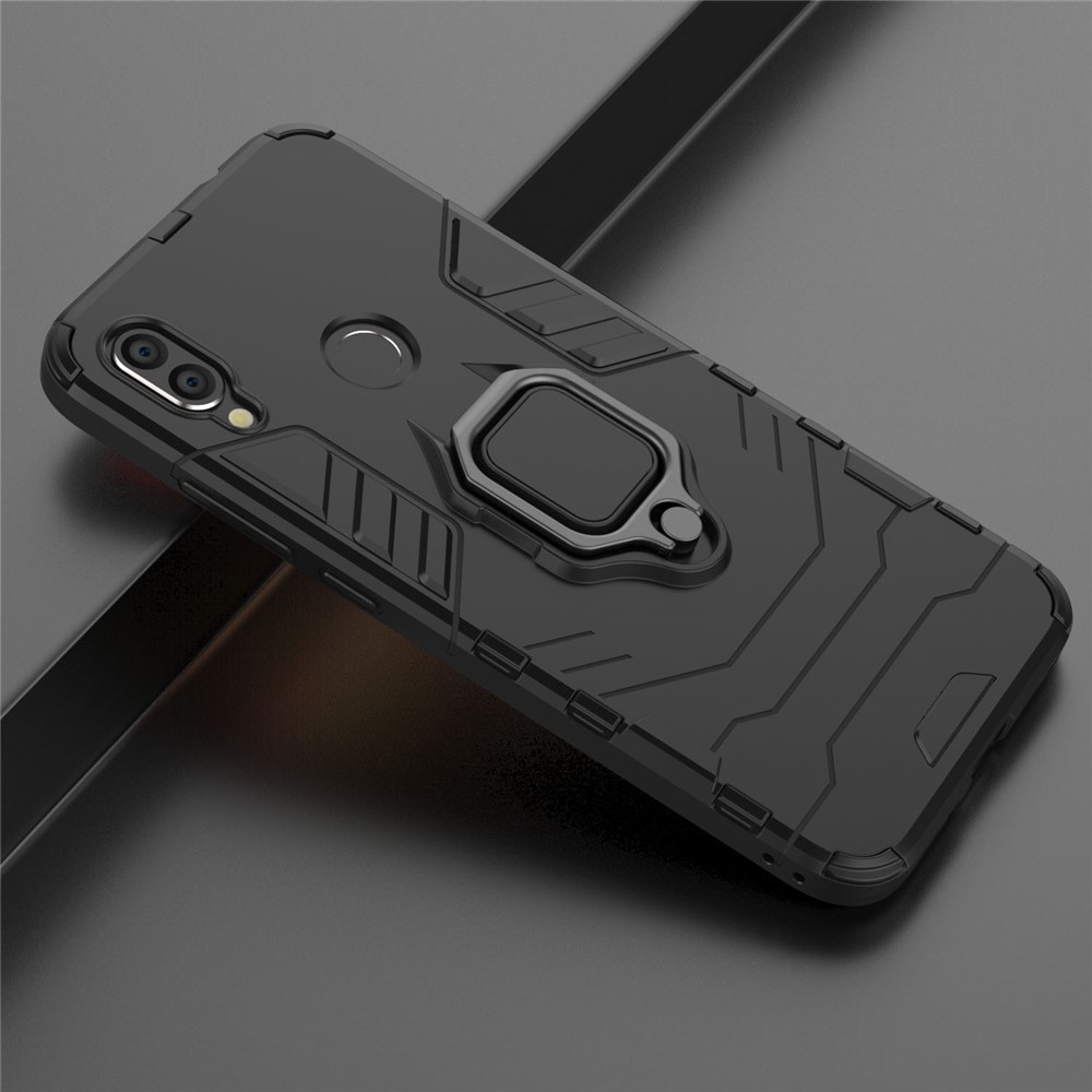 Cool Guard Ring Holder Kickstand PC TPU Hybrid Case for Xiaomi Redmi Note 7 - Black-9