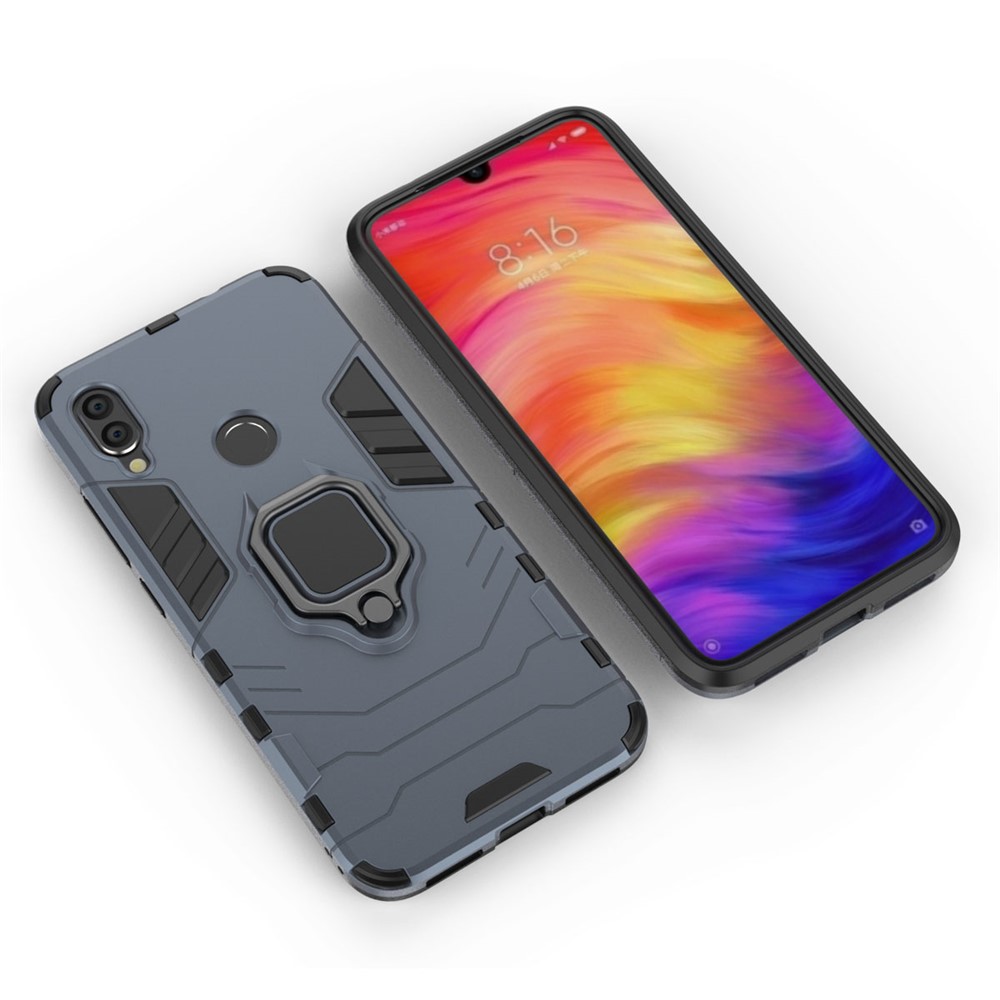 Cool Guard Ringhalter Kickstand PC TPU Hybrid -hülle Für Xiaomi Redmi Note 7s /Note 7 / Anmerkung 7 Pro (indien) - Blau-5