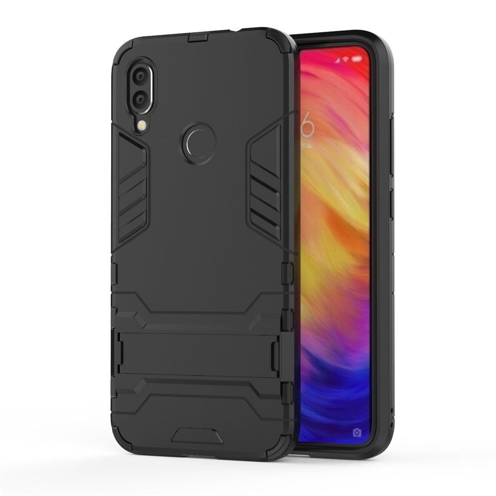 Plastic + TPU Hybrid Case with Kickstand for Xiaomi Redmi Note 7 - Black-2