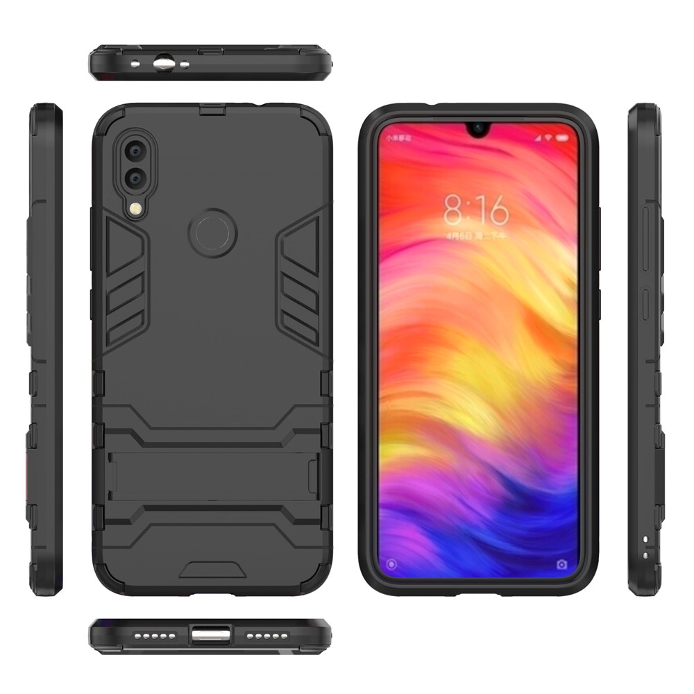 Plastic + TPU Hybrid Case with Kickstand for Xiaomi Redmi Note 7 - Black-3