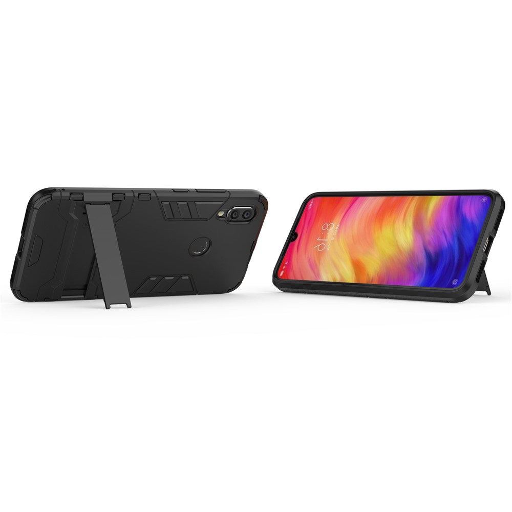 Caso Híbrido de Plástico + TPU Con Kickstand Para Xiaomi Redmi Nota 7S /nota 7 / Nota 7 Pro (India) - Negro