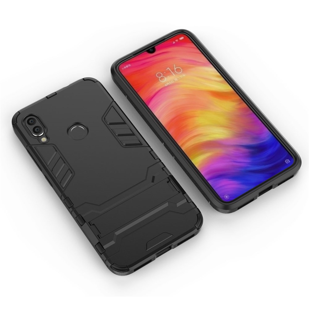 Plastic + TPU Hybrid Case with Kickstand for Xiaomi Redmi Note 7 - Black-5