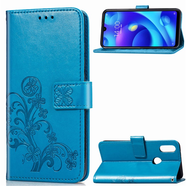 HAT PRINCE Imprinted Clover Wallet Stand Leather Case for Xiaomi Mi Play - Blue-1