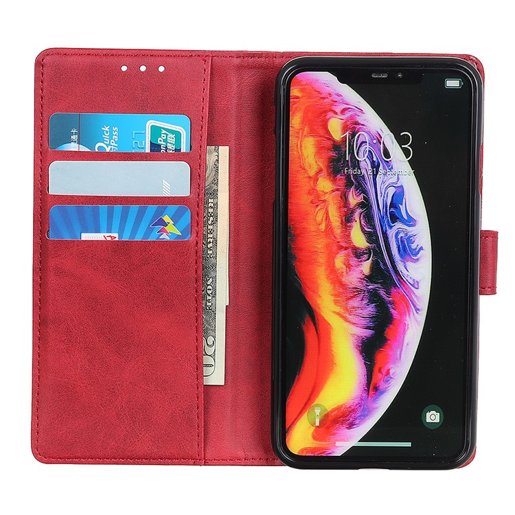 Matte PU Leather Wallet Stand Phone Case for Xiaomi Mi 9 - Red-4