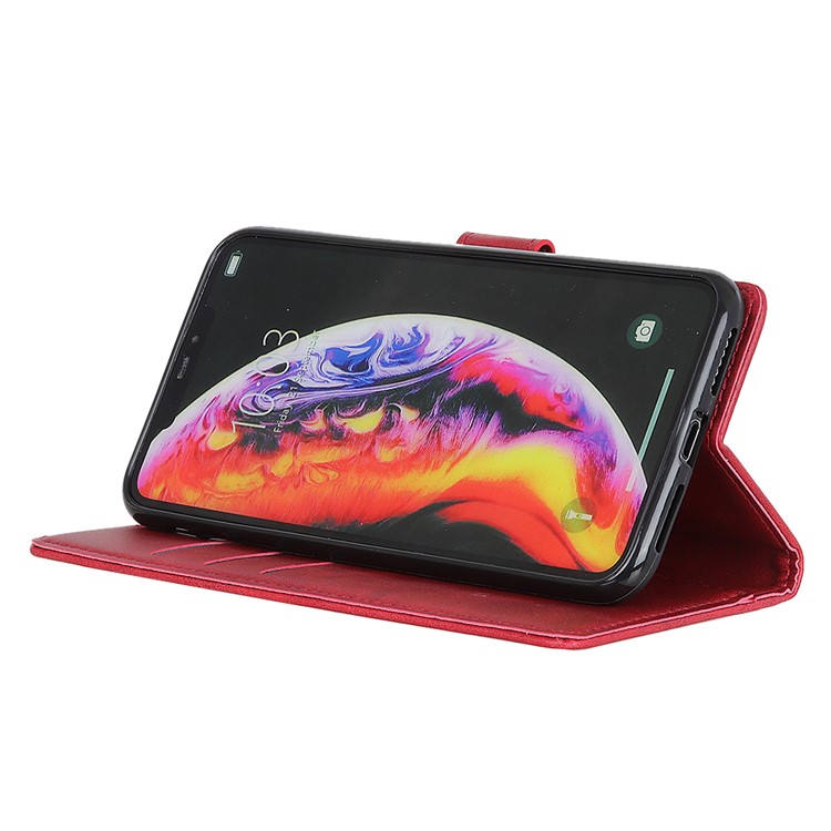 Matte PU Leather Wallet Stand Phone Case for Xiaomi Mi 9 - Red-6