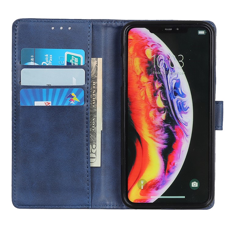 Matte PU Leather Wallet Stand Phone Case for Xiaomi Mi 9 - Blue-4