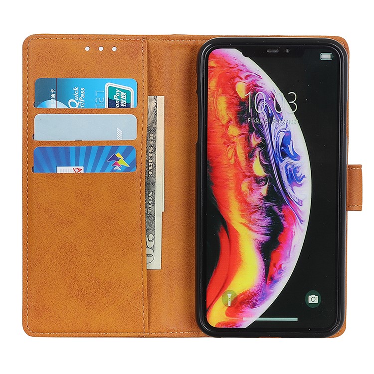 Matte PU Leather Wallet Stand Phone Case for Xiaomi Mi 9 - Brown-4