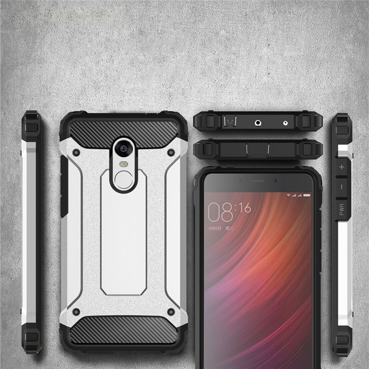 Armor Guard Plastic + TPU Hybrid Cover for Xiaomi Redmi Note 4 - White-3