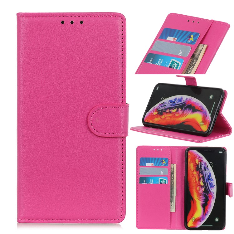 Litchi Texture Wallet Stand Leather Protector Cover for Xiaomi Mi 9 - Rose-1