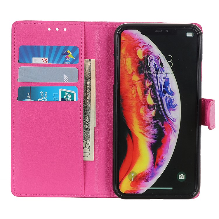 Litchi Texture Wallet Stand Leather Protector Cover for Xiaomi Mi 9 - Rose-3