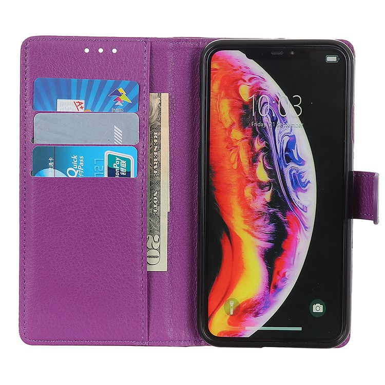 Litchi Texture Wallet Stand Leather Protector Cover for Xiaomi Mi 9 - Purple-4