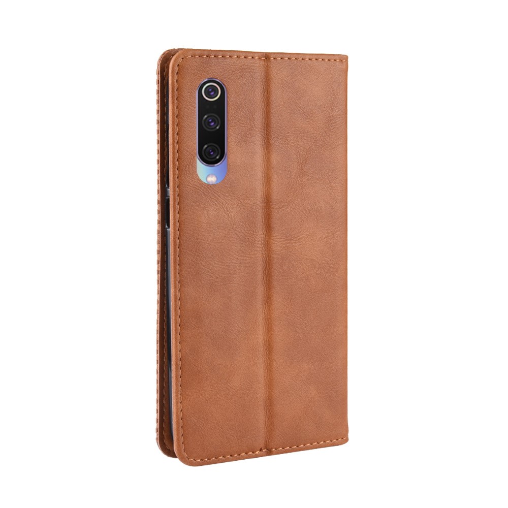 Estuche de Teléfono de Billetera de Cuero PU de Estilo Vintage Para Xiaomi Mi 9 - Marrón