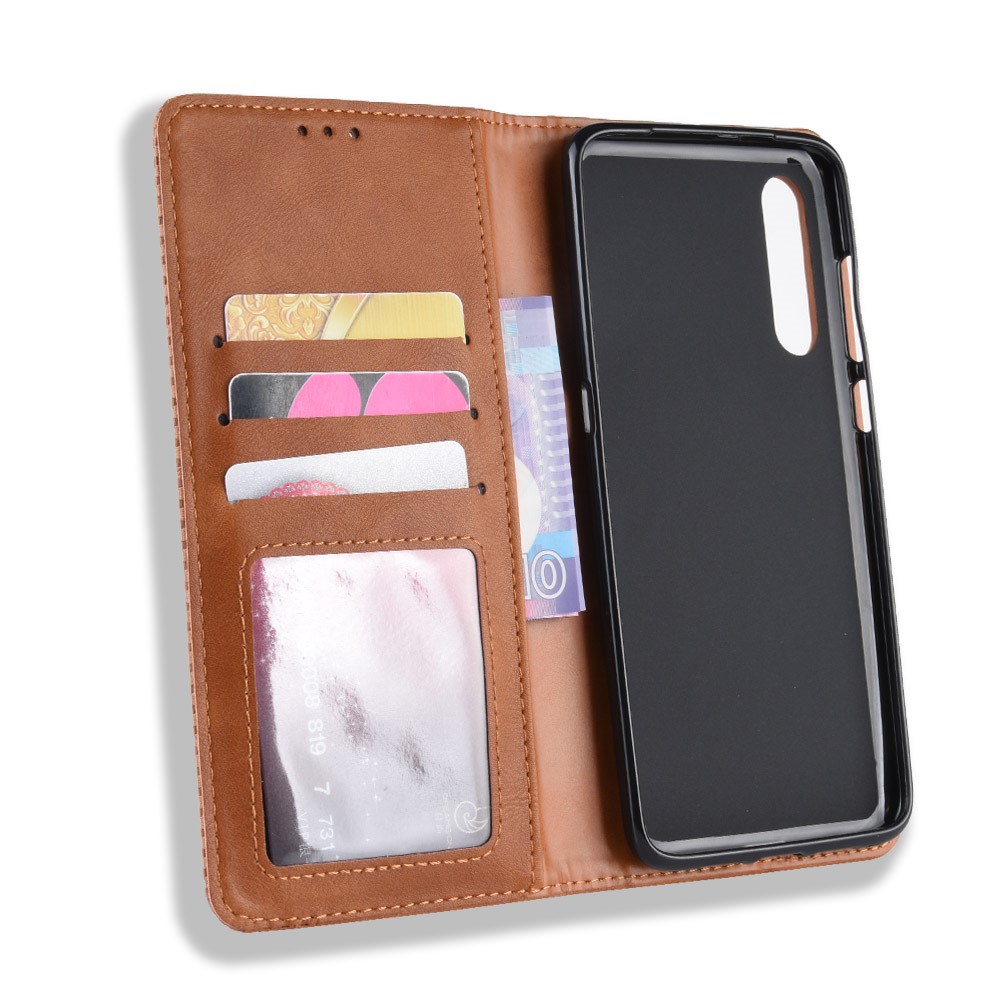 Vintage Style PU Leather Wallet Phone Case for Xiaomi Mi 9 - Brown-7