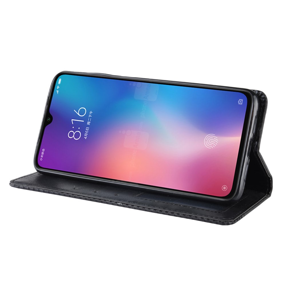 Vintage Style PU Leather Wallet Phone Case for Xiaomi Mi 9 - Black-7