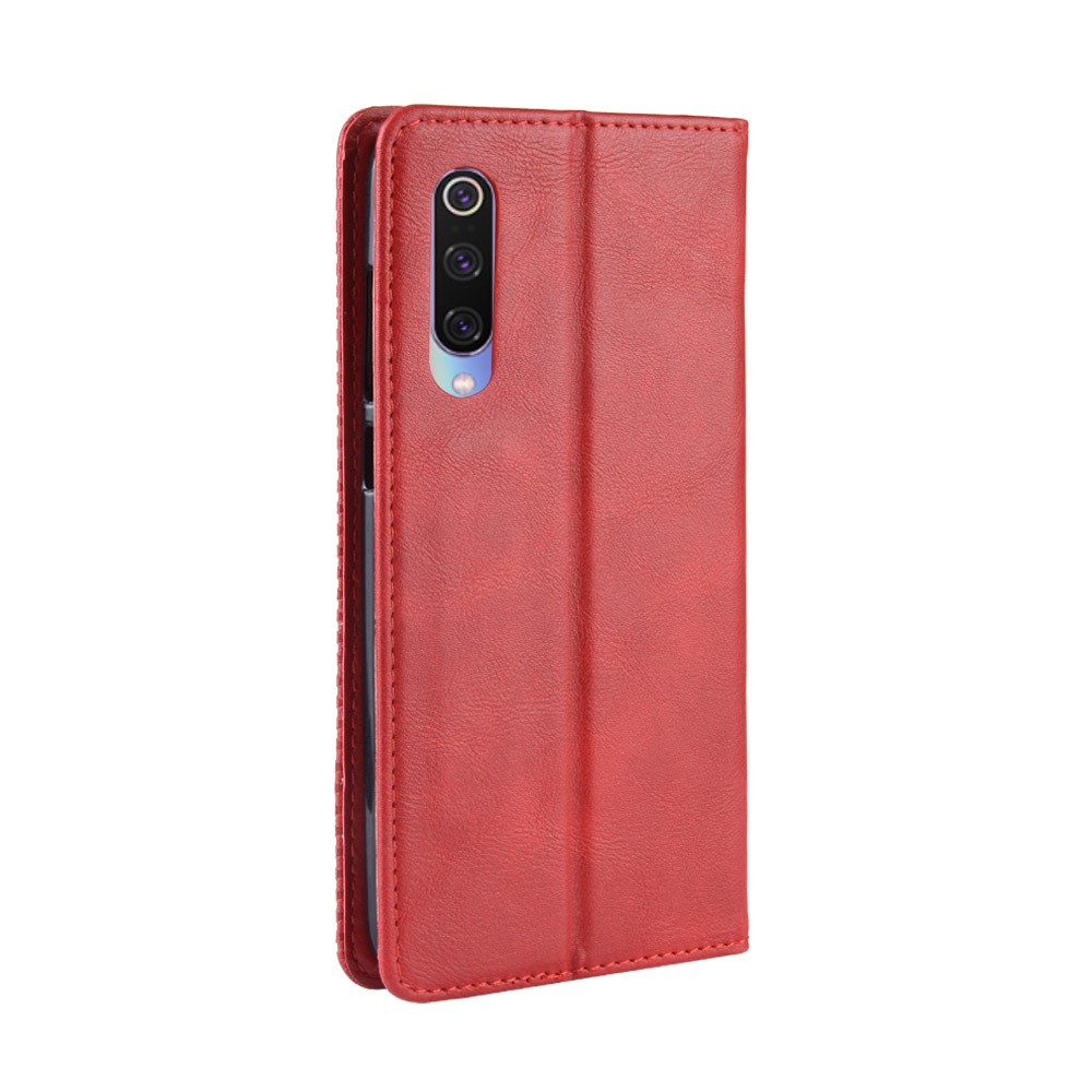 Estuche de Teléfono de Billetera de Cuero PU de Estilo Vintage Para Xiaomi Mi 9 - Rojo-8