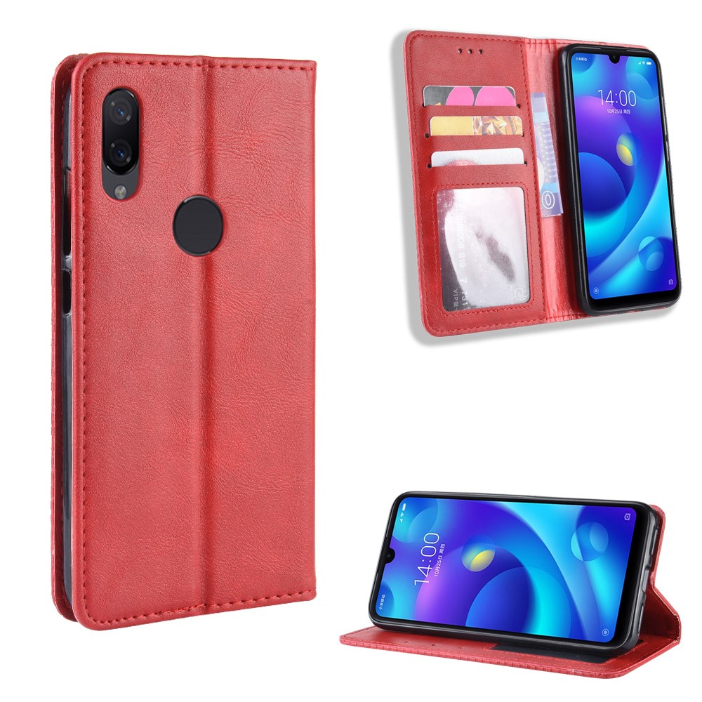 Vintage Style PU Leather Wallet Phone Case for Xiaomi Redmi Note 7S /Note 7 / Note 7 Pro (India) - Red-1