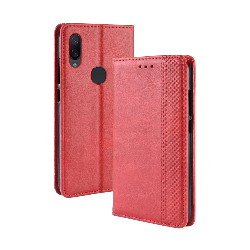 Vintage Style PU Leather Wallet Phone Case for Xiaomi Redmi Note 7S /Note 7 / Note 7 Pro (India) - Red-2