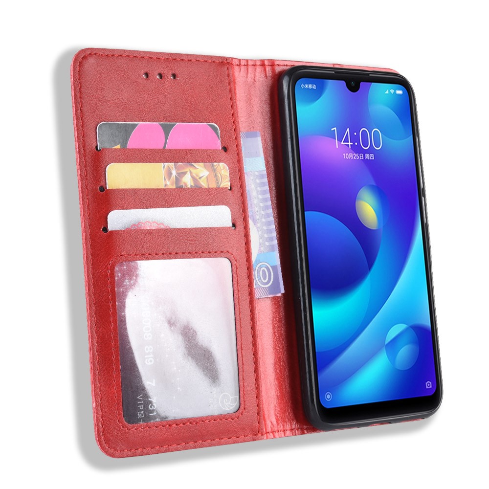 Vintage Style PU Leather Wallet Phone Case for Xiaomi Redmi Note 7S /Note 7 / Note 7 Pro (India) - Red-6