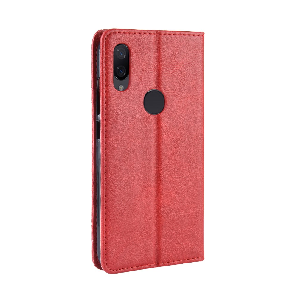 Vintage Style PU Leather Wallet Phone Case for Xiaomi Redmi Note 7S /Note 7 / Note 7 Pro (India) - Red-8