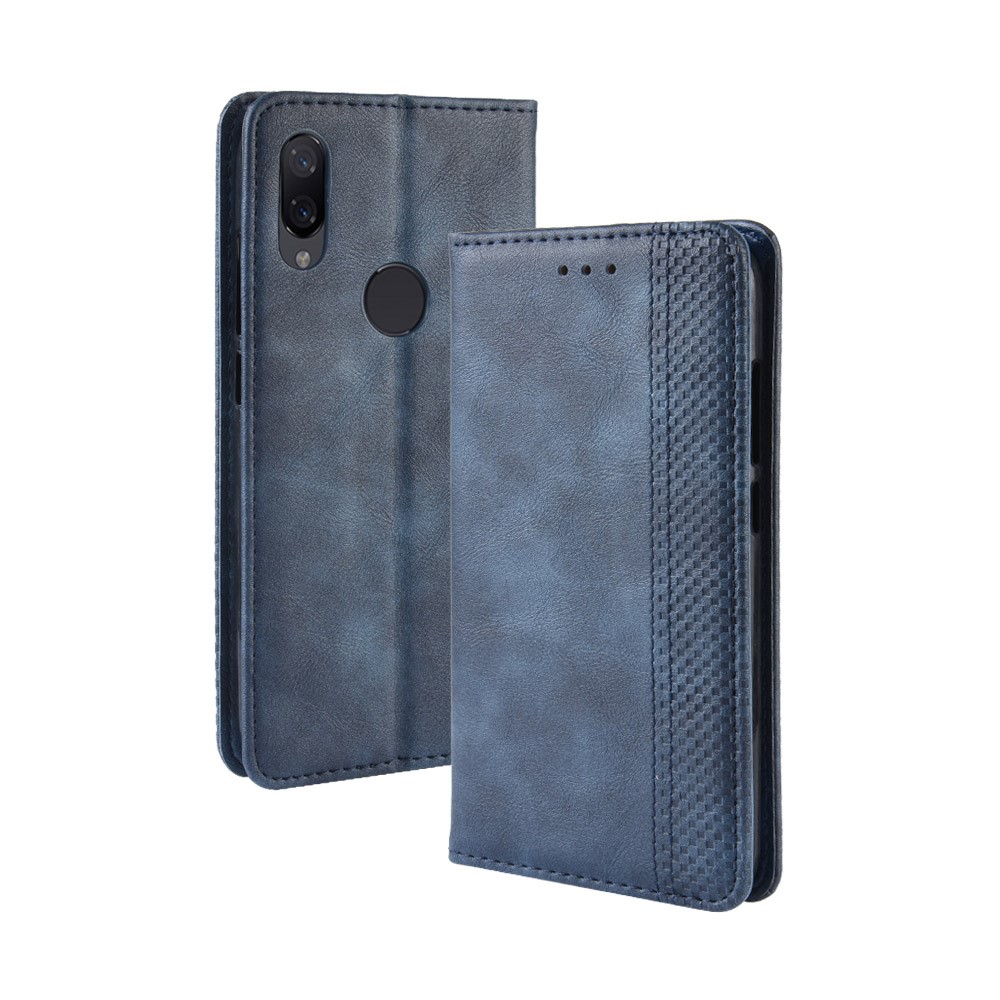 Vintage Style PU Leather Wallet Phone Case for Xiaomi Redmi Note 7S /Note 7 / Note 7 Pro (India) - Blue-2