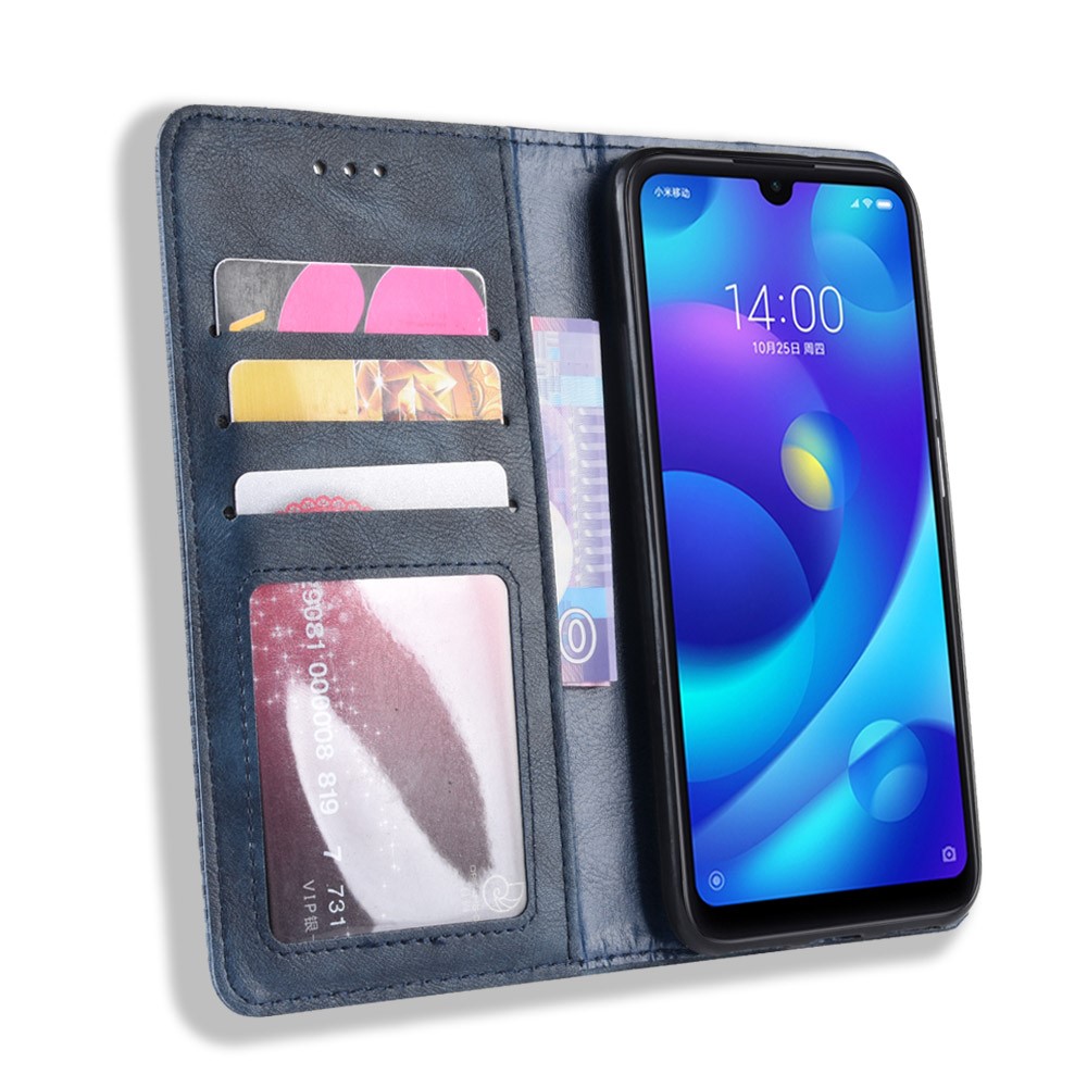 Vintage Style PU Leather Wallet Phone Case for Xiaomi Redmi Note 7S /Note 7 / Note 7 Pro (India) - Blue-6