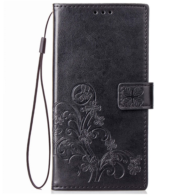 HAT PRINCE Imprinted Clover Leather Stand Wallet Cover for Xiaomi Mi 8 (6.21-inch) - Black-2