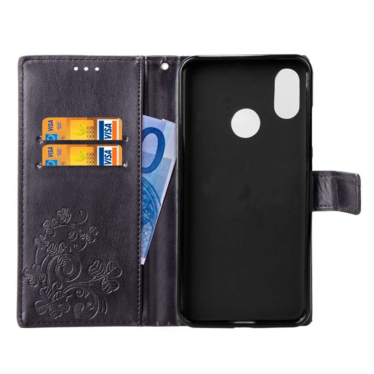 HAT PRINCE Imprinted Clover Leather Stand Wallet Cover for Xiaomi Mi 8 (6.21-inch) - Black-4