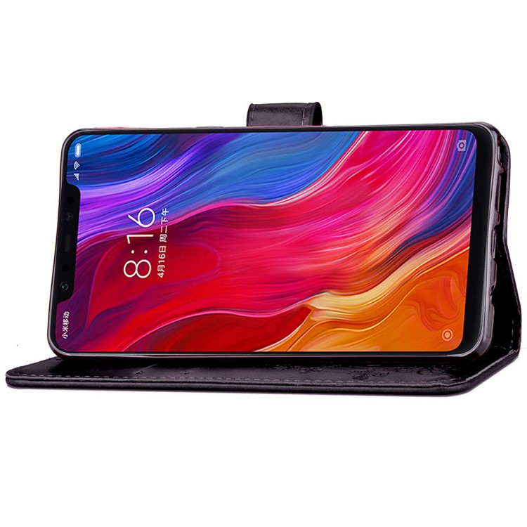 HAT PRINCE Imprinted Clover Leather Stand Wallet Cover for Xiaomi Mi 8 (6.21-inch) - Black-5