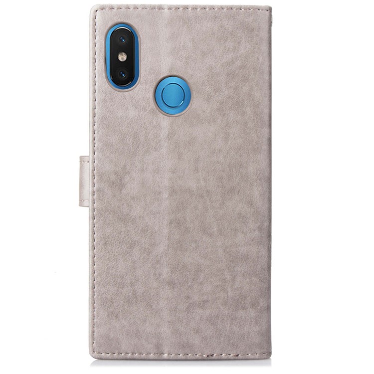 HAT PRINCE Imprinted Clover Leather Stand Wallet Cover for Xiaomi Mi 8 (6.21-inch) - Grey-3