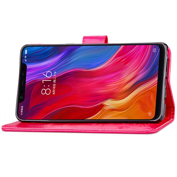 HAT PRINCE Imprinted Clover Leather Stand Wallet Cover for Xiaomi Mi 8 (6.21-inch) - Rose-5
