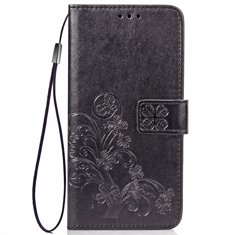 HAT PRINCE Imprinted Clover Leather Stand Wallet Cover for Xiaomi Mi 8 Lite / Mi 8 Youth (Mi 8X) - Black-2