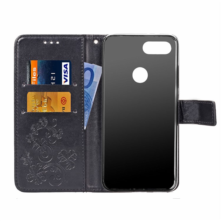 HAT PRINCE Imprinted Clover Leather Stand Wallet Cover for Xiaomi Mi 8 Lite / Mi 8 Youth (Mi 8X) - Black-4